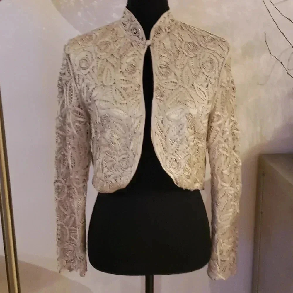 SOULMATES 100%silk beaded set of jacket and dress size M NWOT - Picture 13 of 14